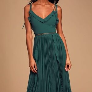 Lulu's Teal Pleated Maxi Dress